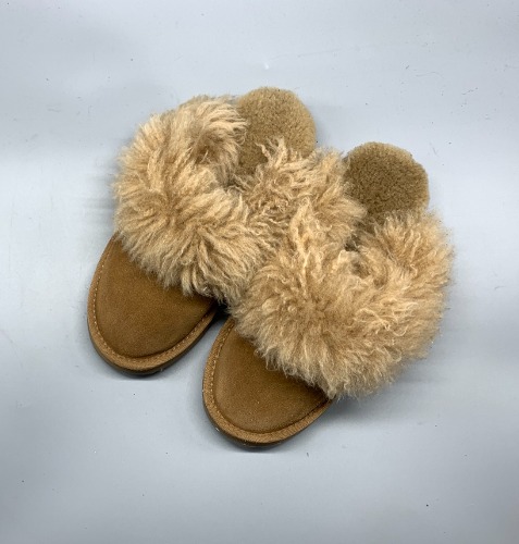 EMU Brown Jolie Sharky Curly Suede And Sheepskin Slippers 240mm(ss656)